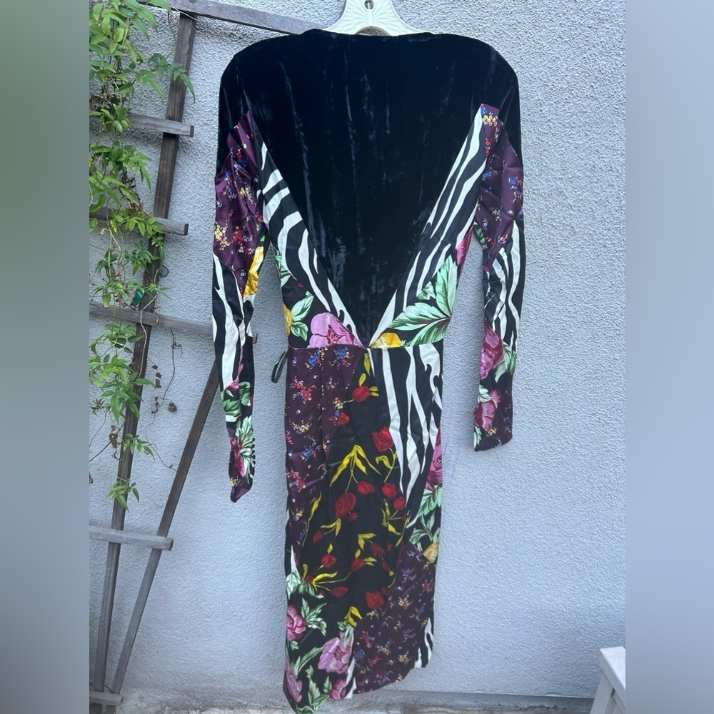 ATTICO VICTORIA floral SATIN AND VELVET DRESS - Picture 14 of 16